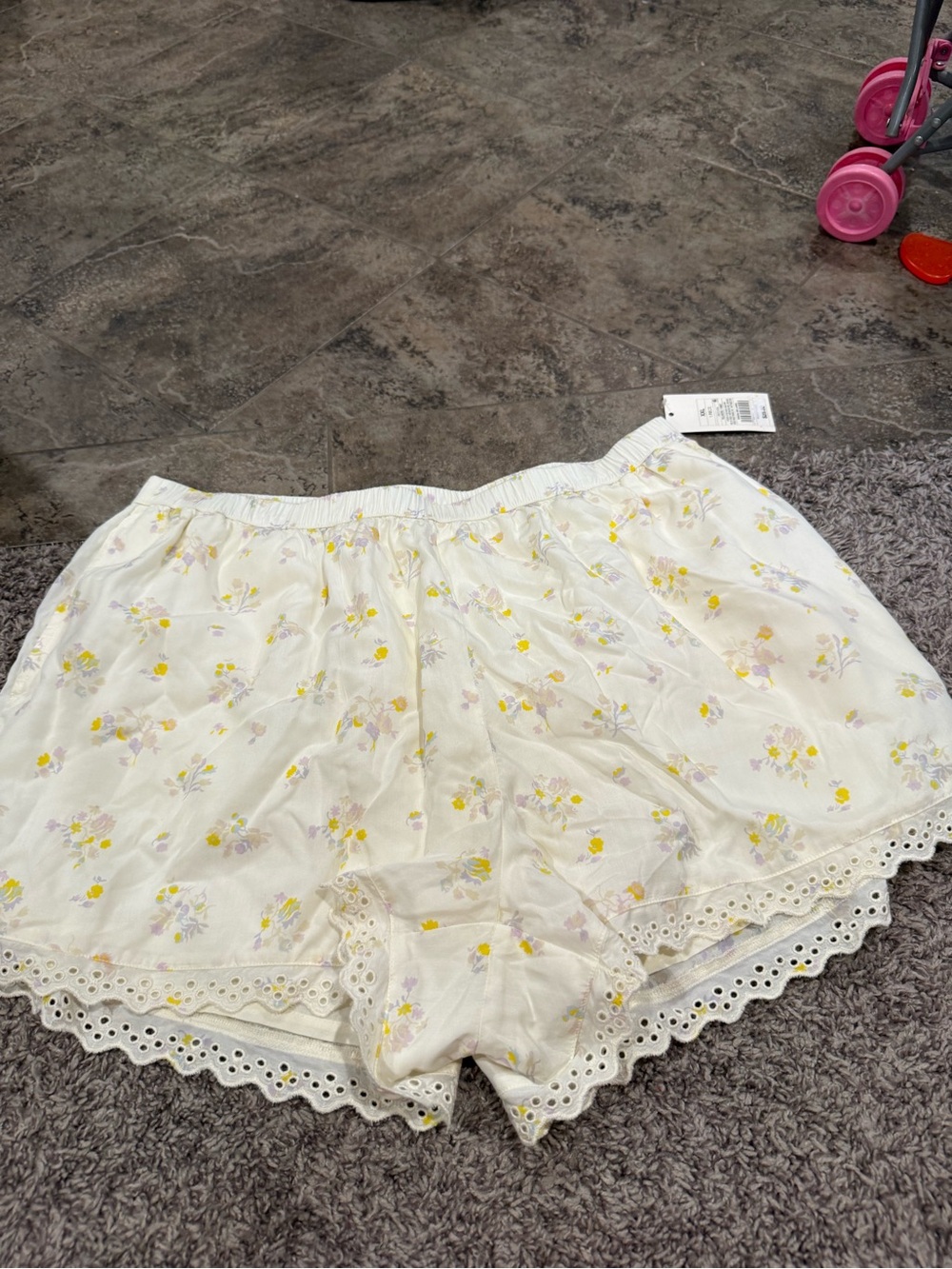 🐻Lace-Trim Women's Shorts - Yellow Floral